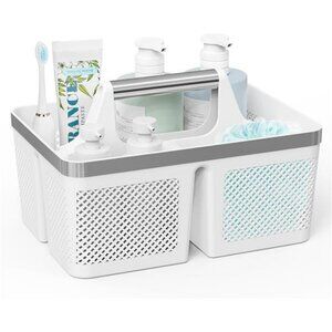 Portable Plastic Shower Caddy Dorm Bathroom Organizer Tote with Handle Storage